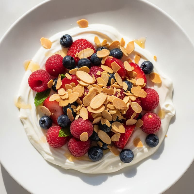 Greek Yogurt Protein Bowl with Mixed Berries and Almonds