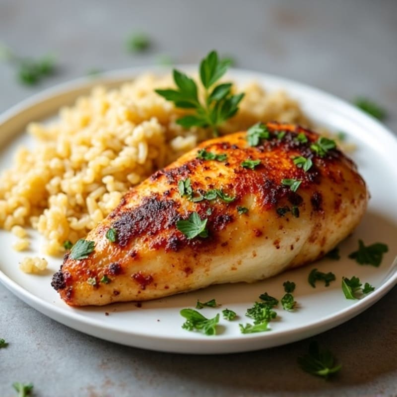 Lemon Herb Roasted Chicken with Fluffy Brown Rice