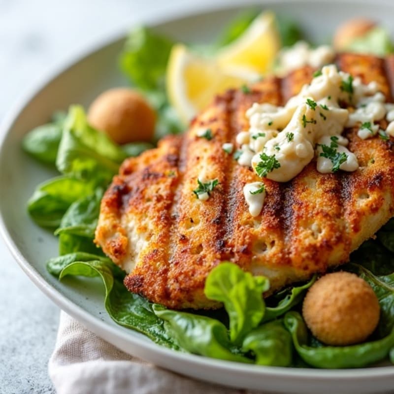 Crispy Grilled Chicken Caesar Salad
