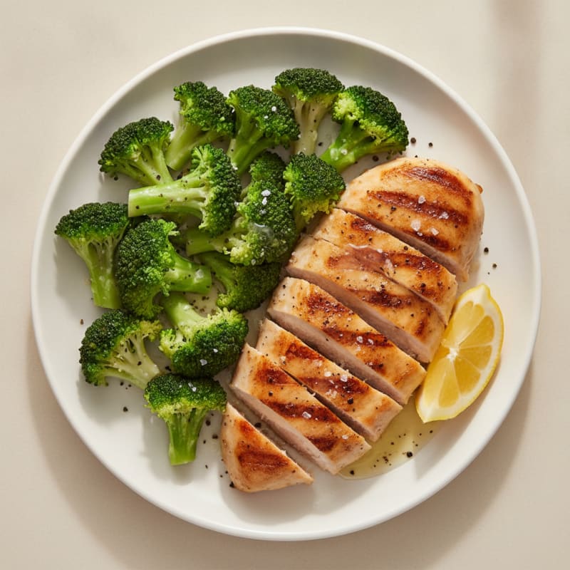 Grilled Chicken Breast with Steamed Broccoli