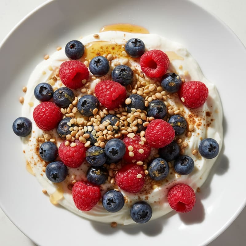 High-Protein Berry and Hemp Greek Yogurt Bowl