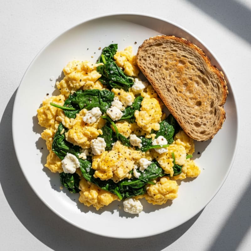 Scrambled Eggs with Spinach and Feta