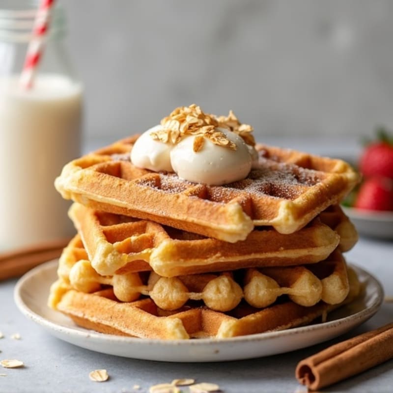 Crispy Almond-Oat Protein Waffles