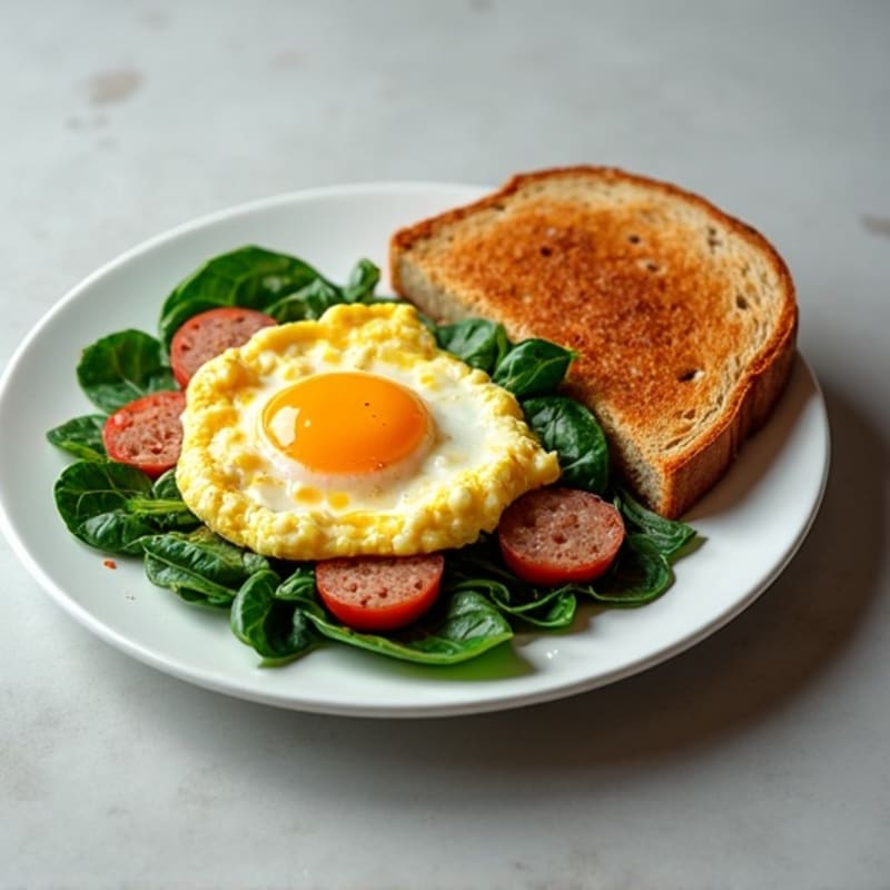 Egg White and Turkey Sausage Scramble with Spinach