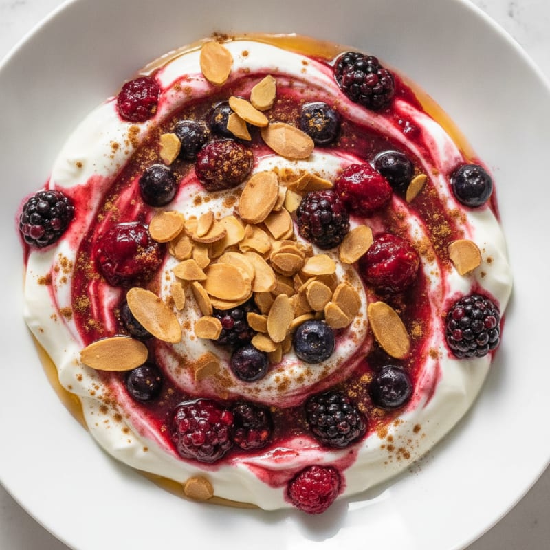 Berry-Swirled Yogurt with Toasted Almonds