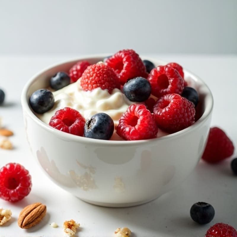 Creamy Greek Yogurt with Fresh Mixed Berries and Crunchy Toasted Nuts