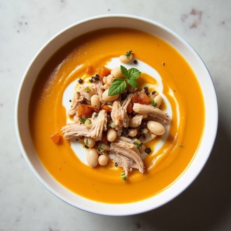 Creamy Roasted Butternut Squash Soup with Chicken