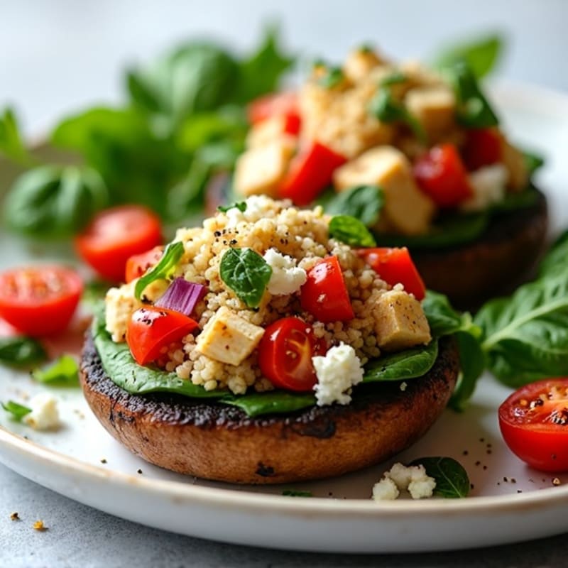 Roasted Portobello Mushrooms Stuffed with Savory Quinoa and Fresh Vegetables