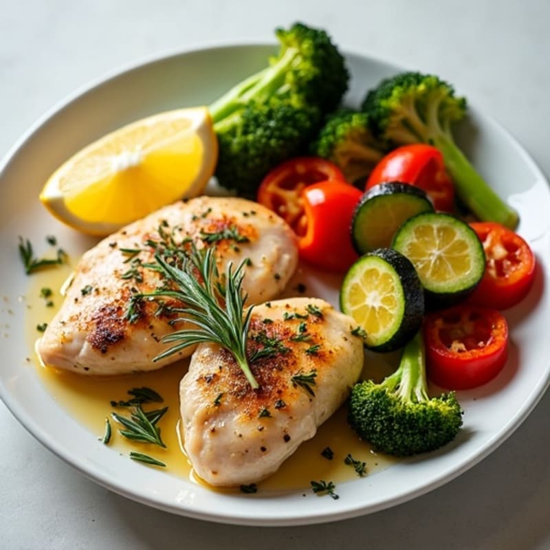Herb-Roasted Chicken with Lemon-Garlic Roasted Vegetables