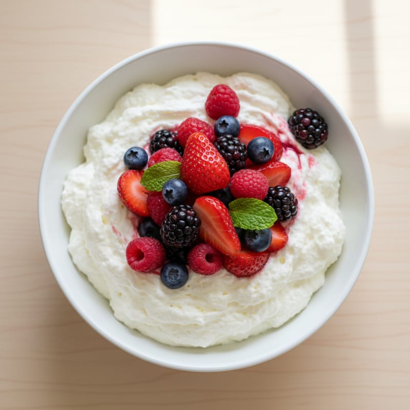 Greek Yogurt Protein Mousse with Mixed Berries