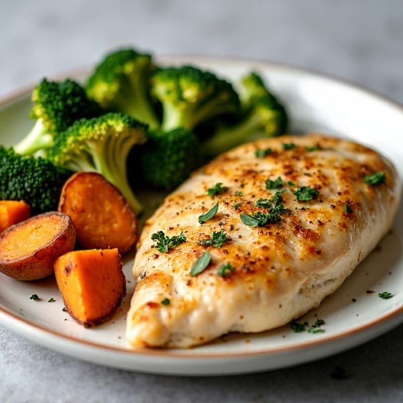 Sheet Pan Lemon Herb Chicken with Roasted Broccoli and Sweet Potatoes