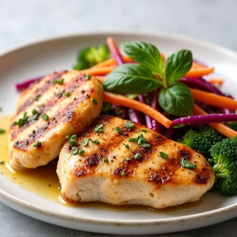 Grilled Chicken Breast with Crunchy Vegetable Slaw