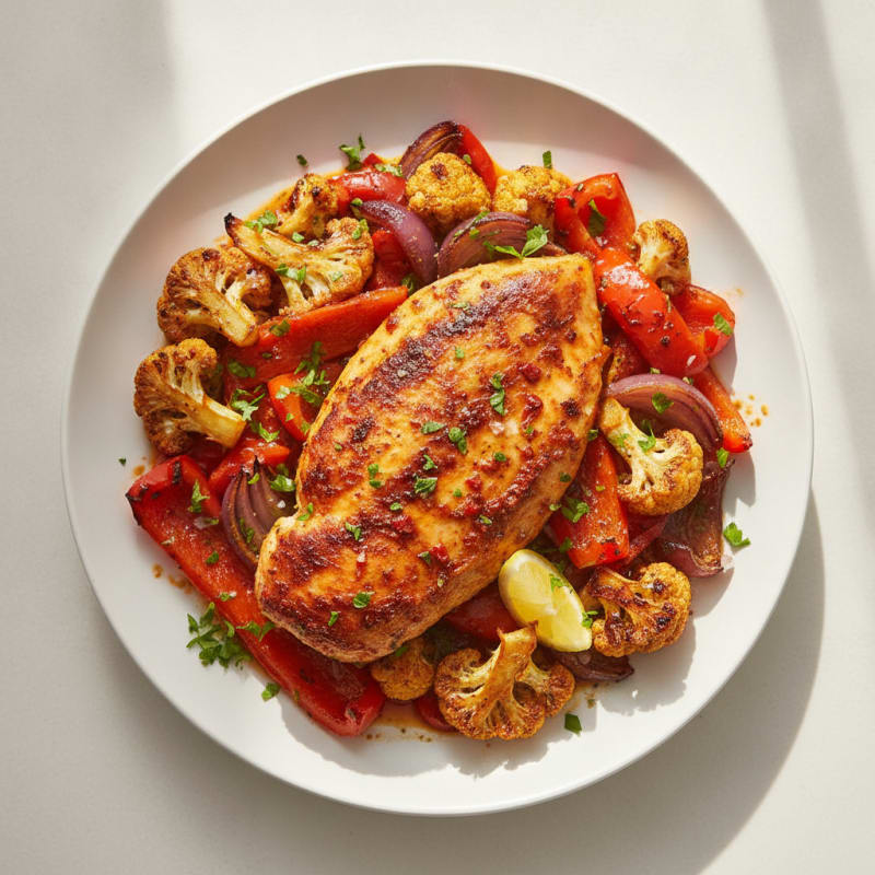 Spicy Harissa Chicken with Roasted Vegetables