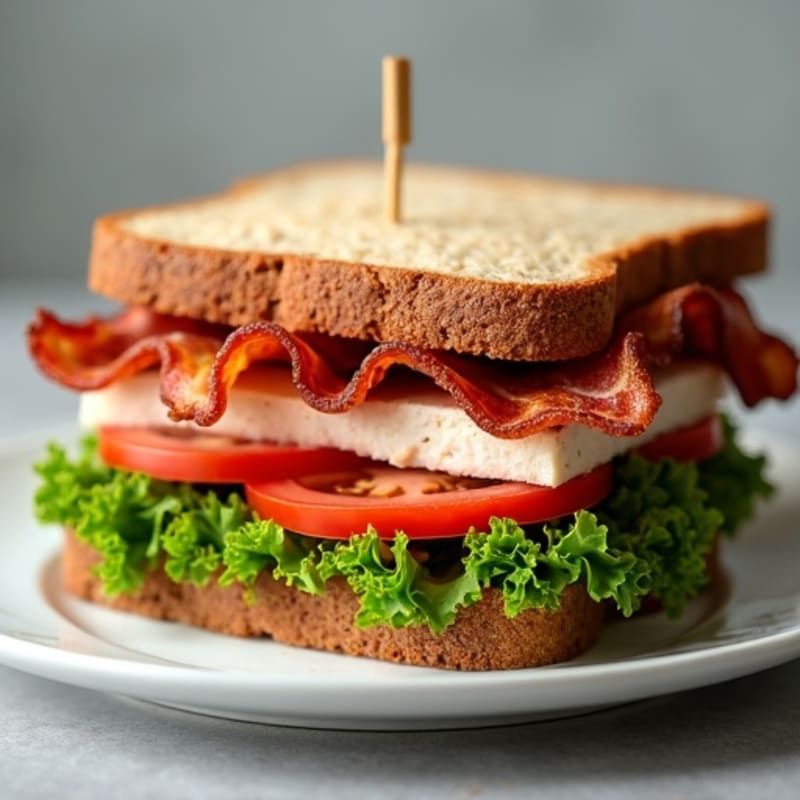 Lean Turkey Club with Crispy Turkey Bacon and Fresh Greens