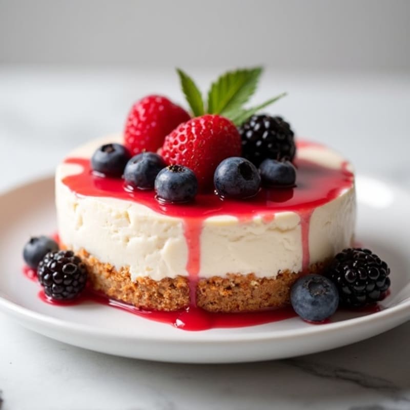 Creamy Greek Yogurt Protein Cheesecake with Fresh Berries