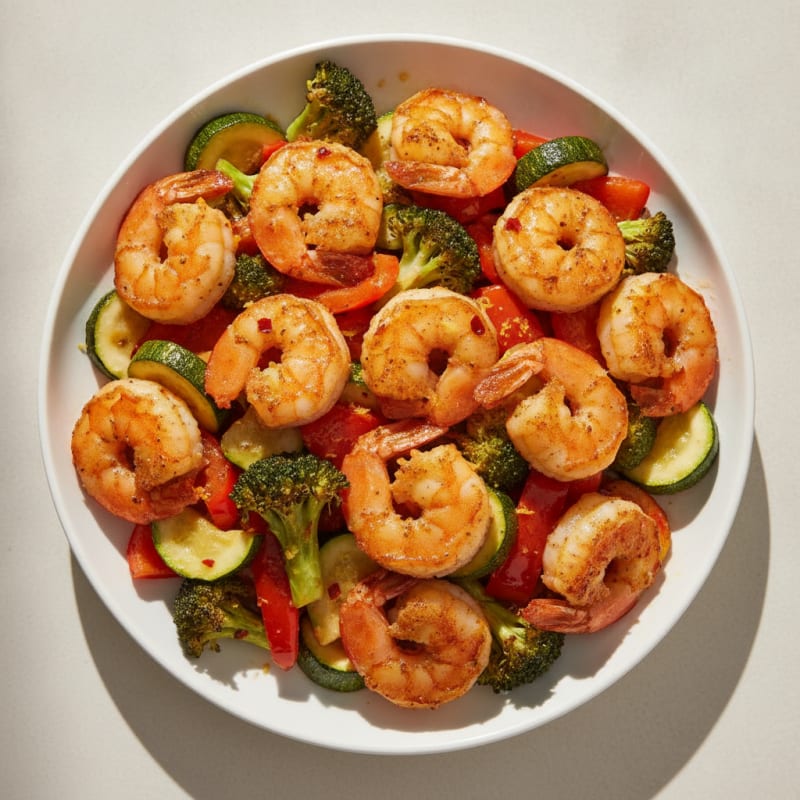 Garlic Shrimp with Roasted Vegetables