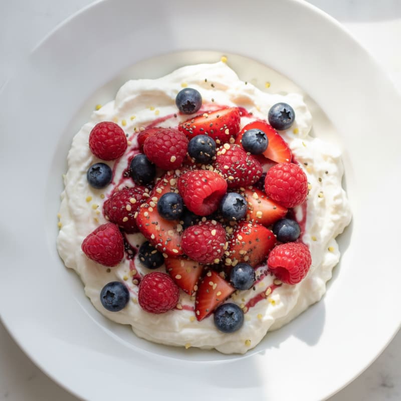 Silky Greek Yogurt Protein Pudding with Mixed Berries