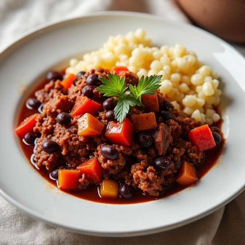 Rich Cocoa-Spiced Beef and Black Bean Chili