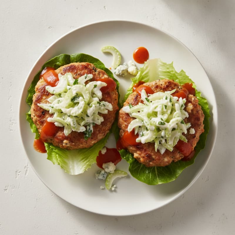 Buffalo Blue Cheese Burgers with Celery Slaw