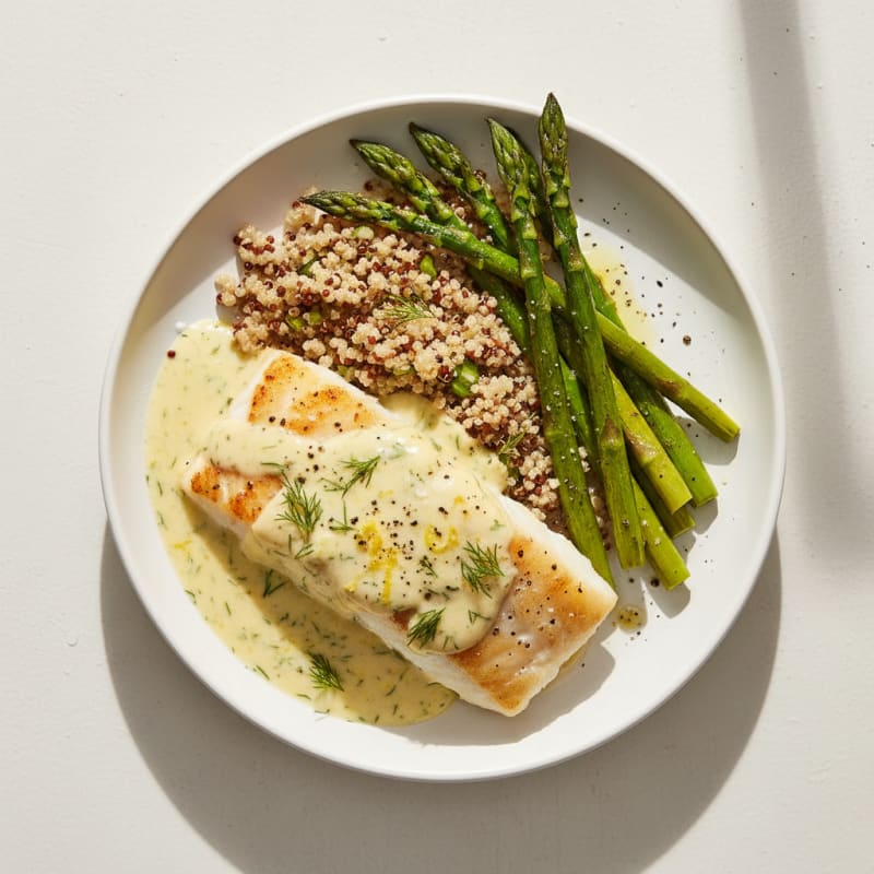 Baked White Fish with Lemon-Dill Sauce