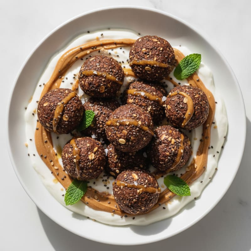Chocolate Peanut Butter Energy Bite Bowl