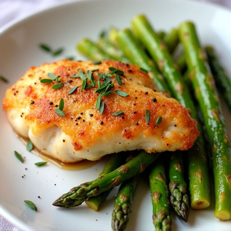 Crispy Baked Lemon-Herb Chicken with Roasted Asparagus
