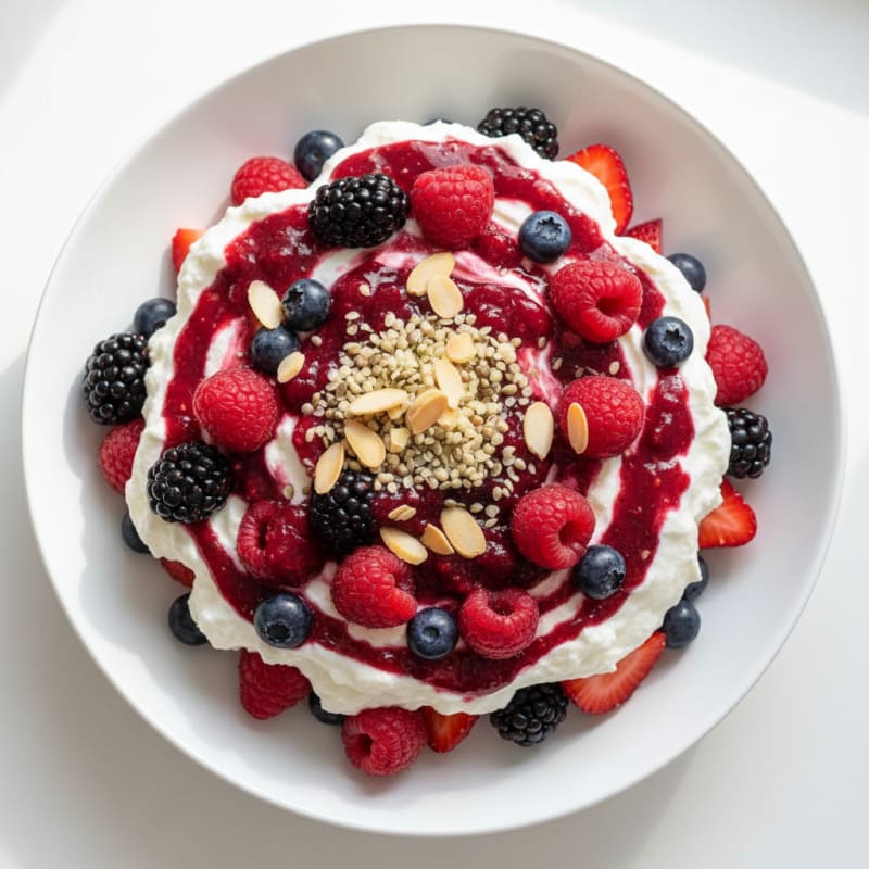 Greek Yogurt Protein Parfait with Mixed Berries