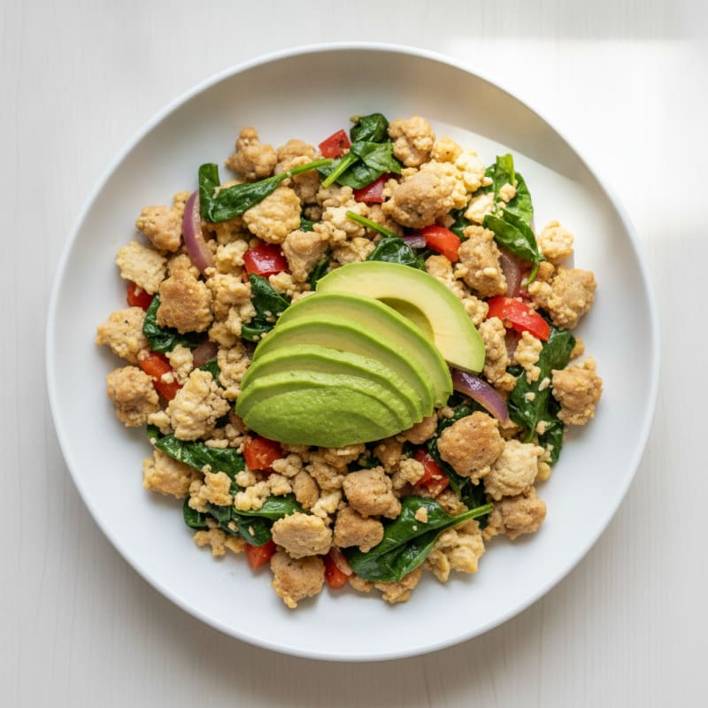 Egg White Veggie Scramble with Turkey Sausage