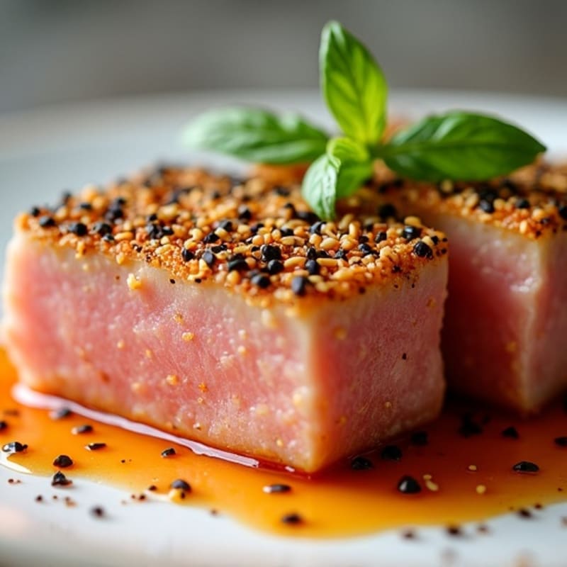 Sesame-Crusted Seared Tuna with Spicy Citrus Sauce