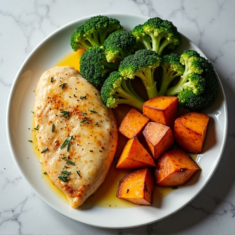 Sheet Pan Lemon Garlic Chicken with Roasted Broccoli and Sweet Potatoes
