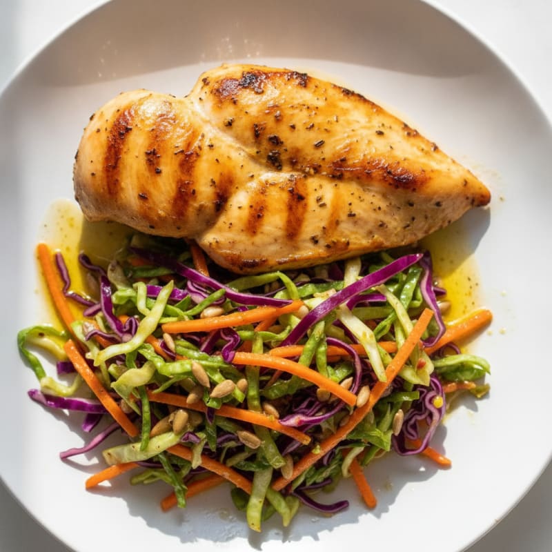 Grilled Chicken Breast with Crunchy Cabbage Slaw