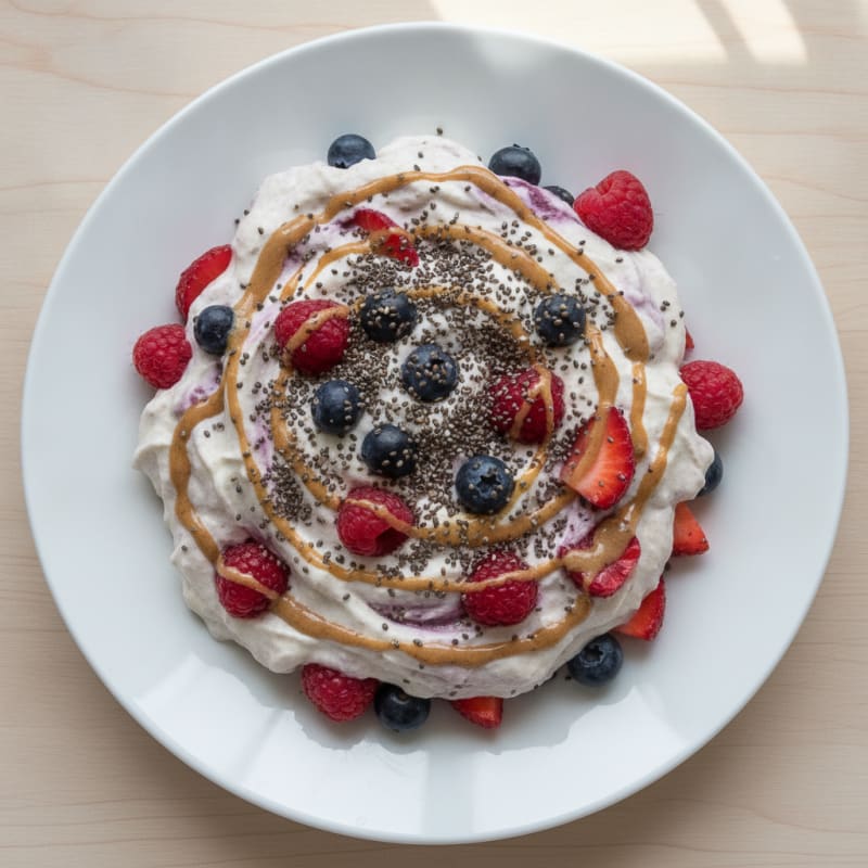 Greek Yogurt Protein Mousse with Mixed Berries