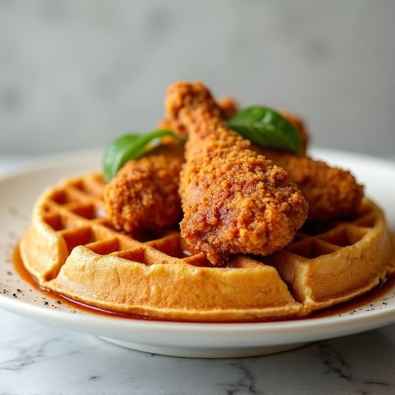 Crispy Air-Fried Chicken with Fluffy Protein Waffles