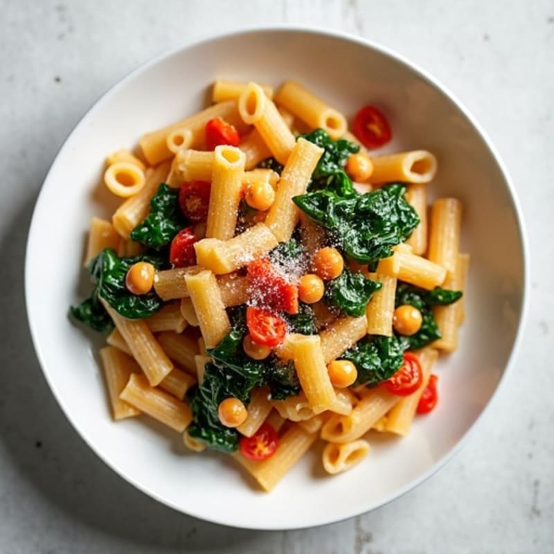 Creamy Sun-Dried Tomato Chickpea Pasta with Spinach
