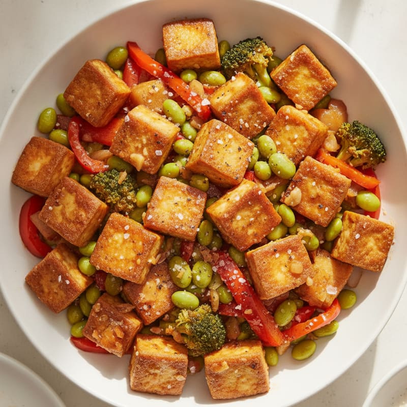 Sesame Tofu Stir-Fry with Mixed Vegetables