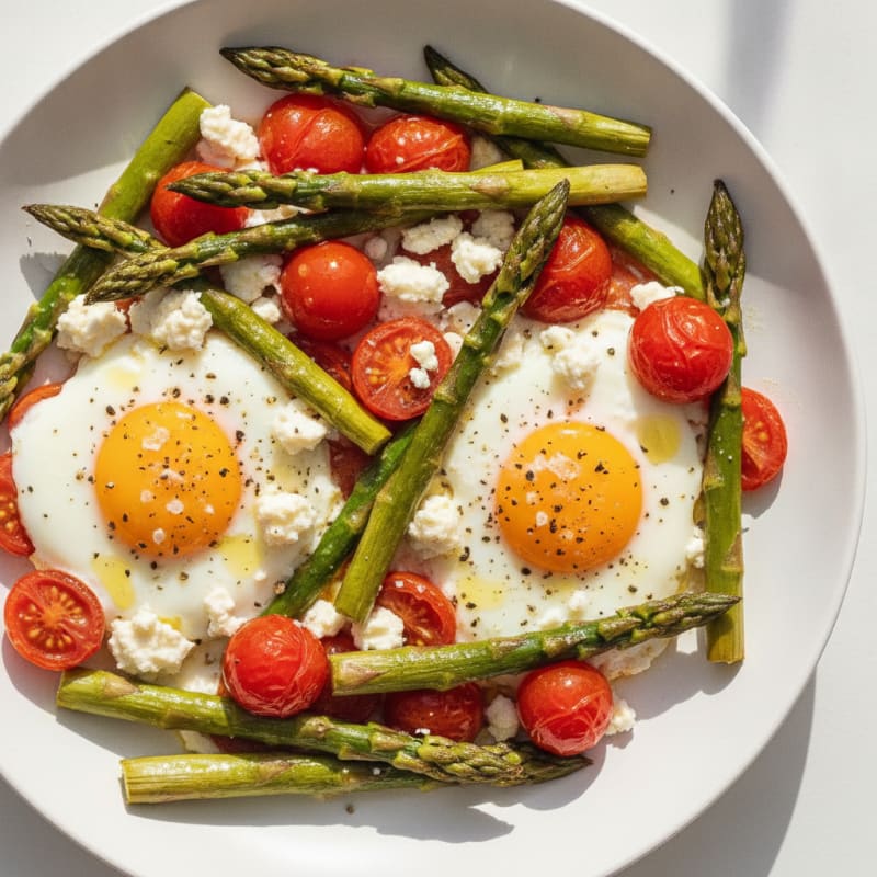 Baked Eggs with Roasted Asparagus