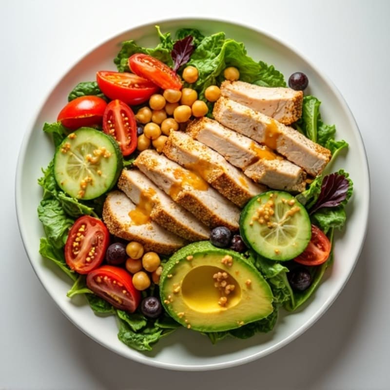 Grilled Turkey Breast Salad with Chickpeas and Lemon Tahini Dressing