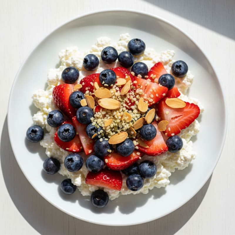 Cottage Cheese and Berry Protein Bowl with Almonds