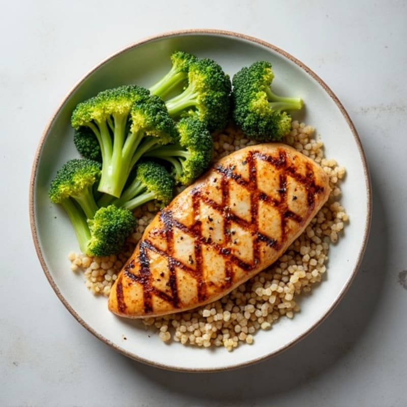 Grilled Chicken Breast with Quinoa and Steamed Broccoli