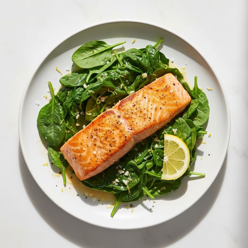 Golden Pan-Seared Salmon with Zesty Greens