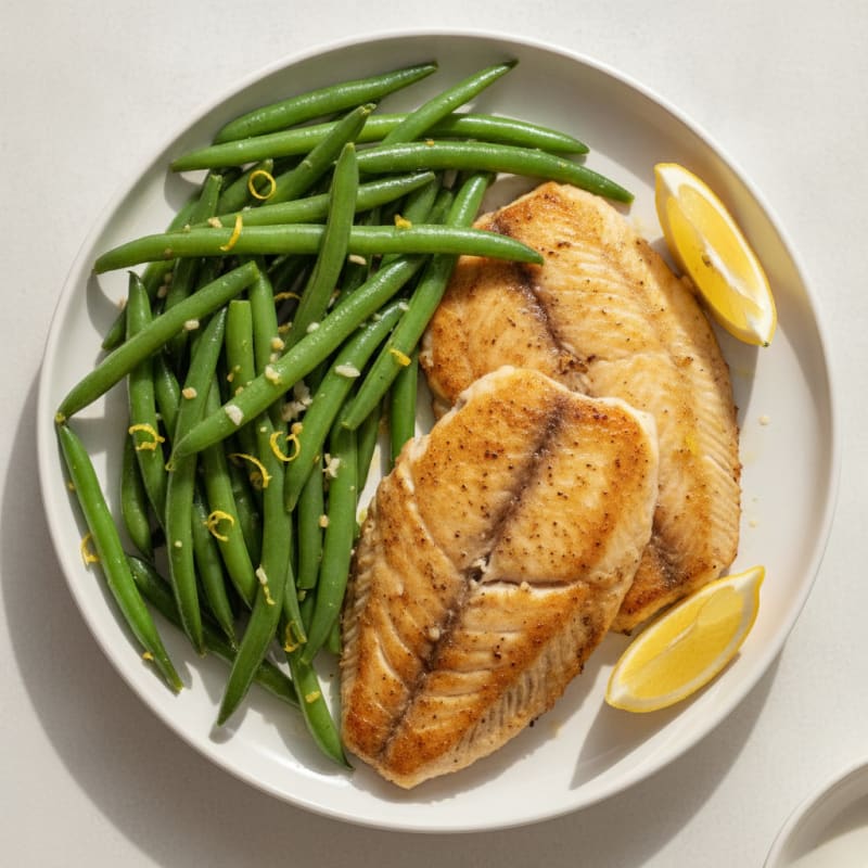 Seared Tilapia with Lemon-Garlic Green Beans