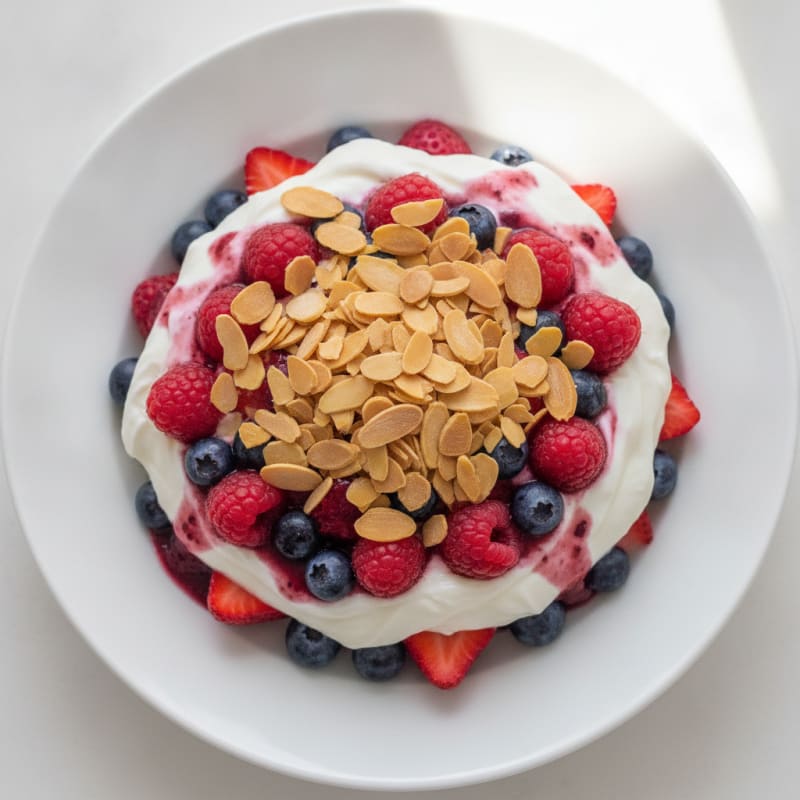 Greek Yogurt Protein Parfait with Berries and Almonds