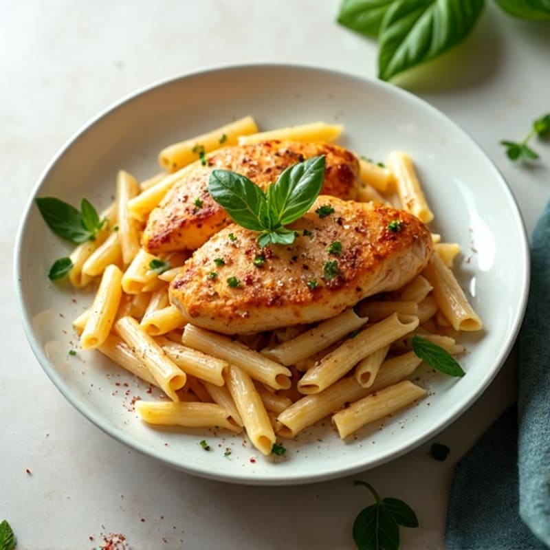 Spicy Garlic Herb Chicken with Creamy Whole Wheat Pasta