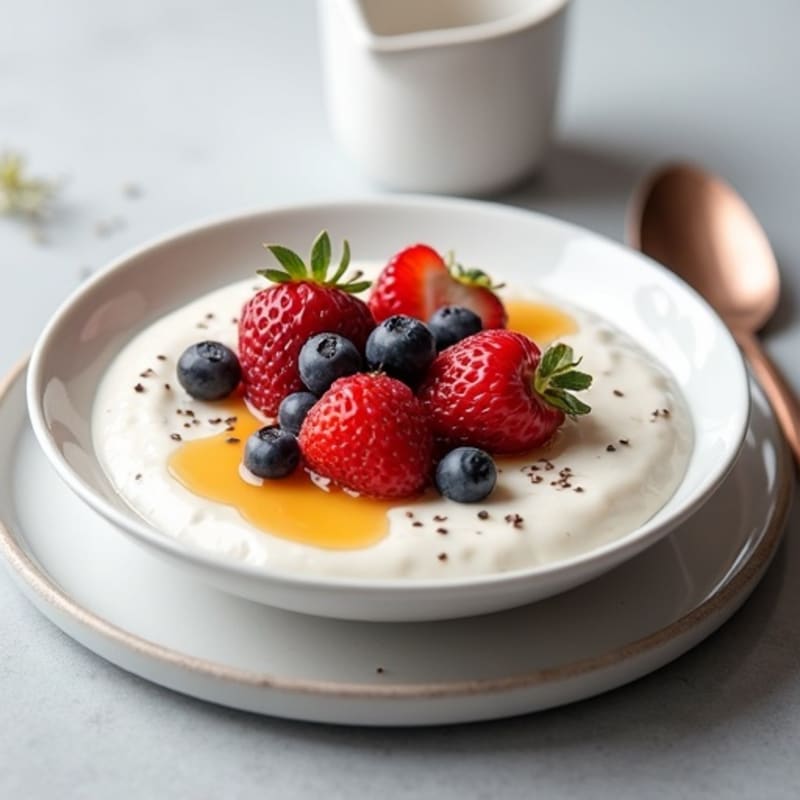 Silky Greek Yogurt Protein Pudding with Fresh Berries
