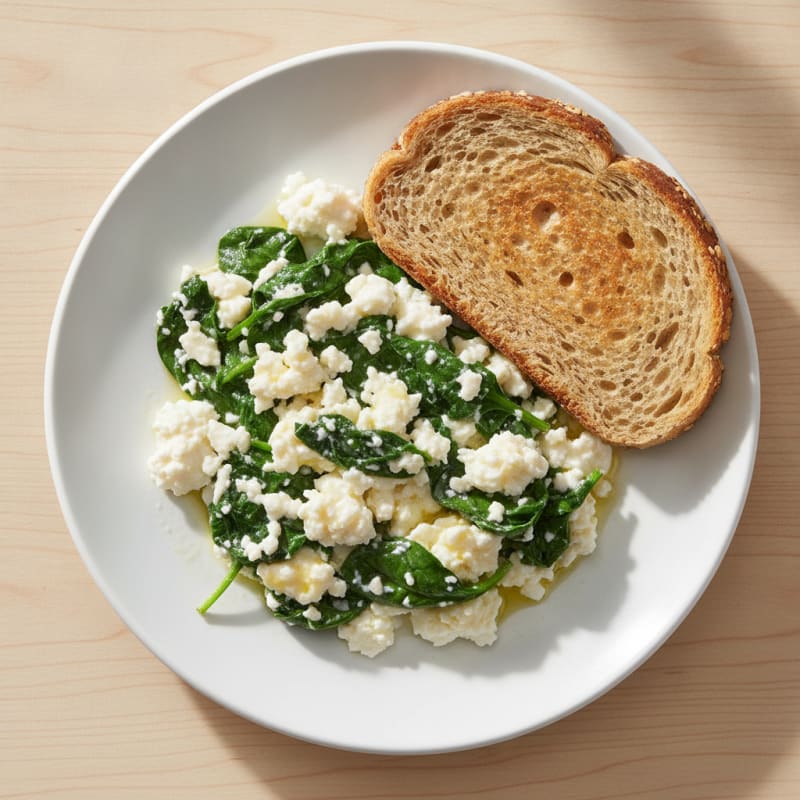 Egg White and Spinach Scramble with Cottage Cheese