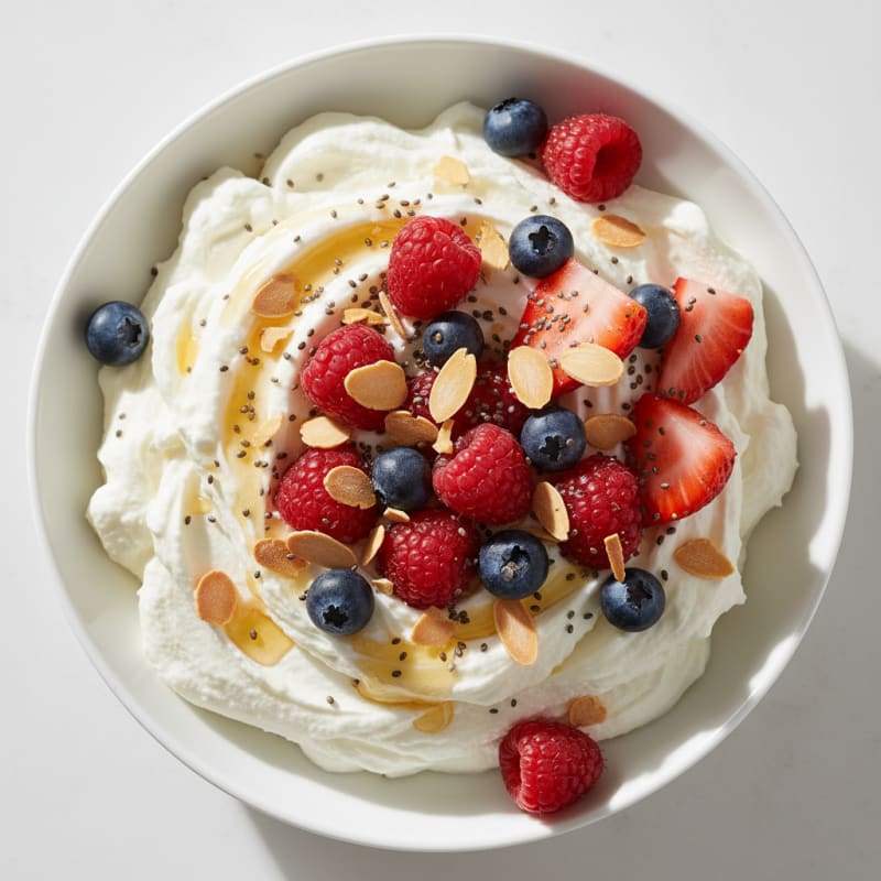 Greek Yogurt Protein Mousse with Mixed Berries
