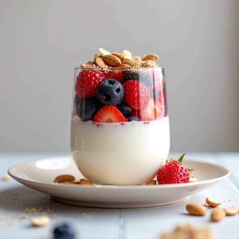 Greek Yogurt Protein Parfait with Berries and Almonds