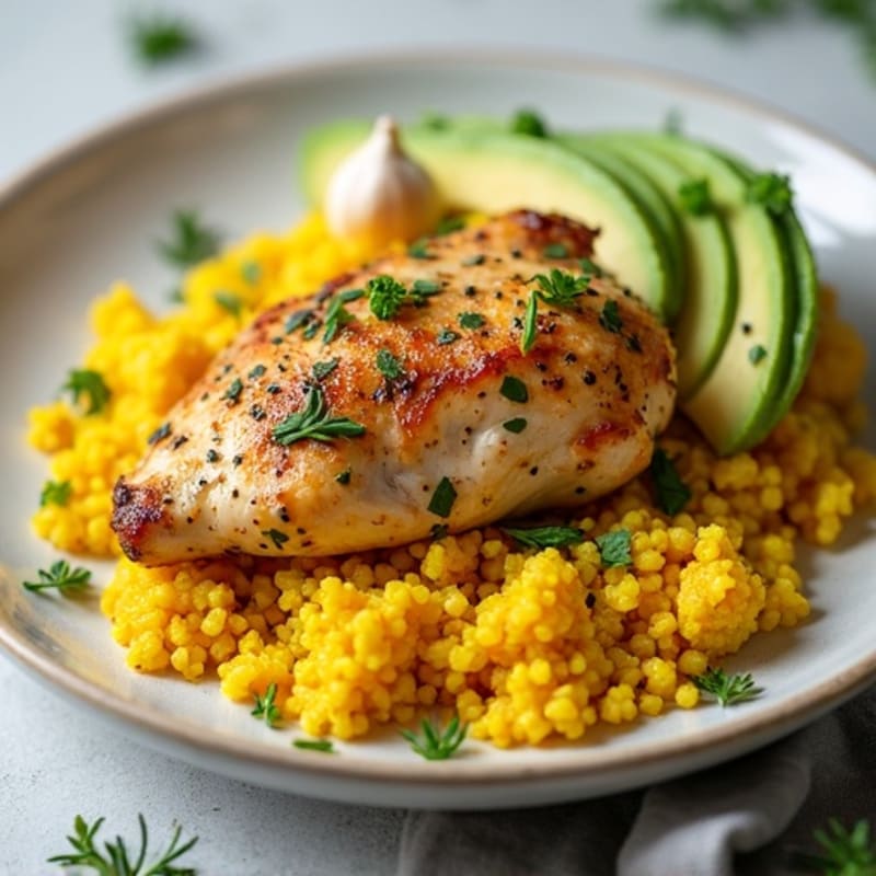 Herb-Roasted Chicken with Turmeric Cauliflower Rice