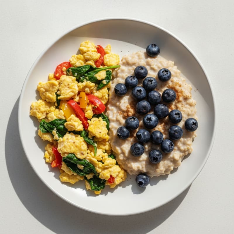 Garden Scramble with Berry Oatmeal