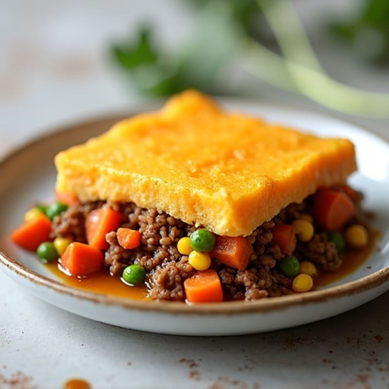 Lean Ground Beef Shepherd's Pie with Creamy Sweet Potato Topping